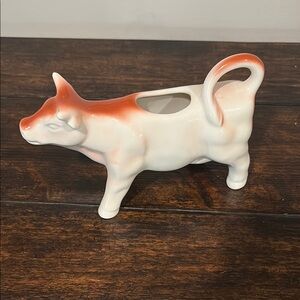 Ceramic Cow Creamer in White and Orange